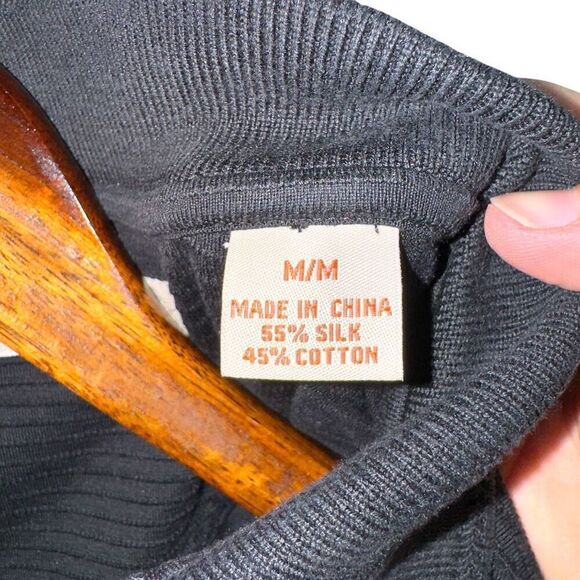 Tommy Bahama Black Knit Silk Polo Shirt Size M - Picture 3 of 9